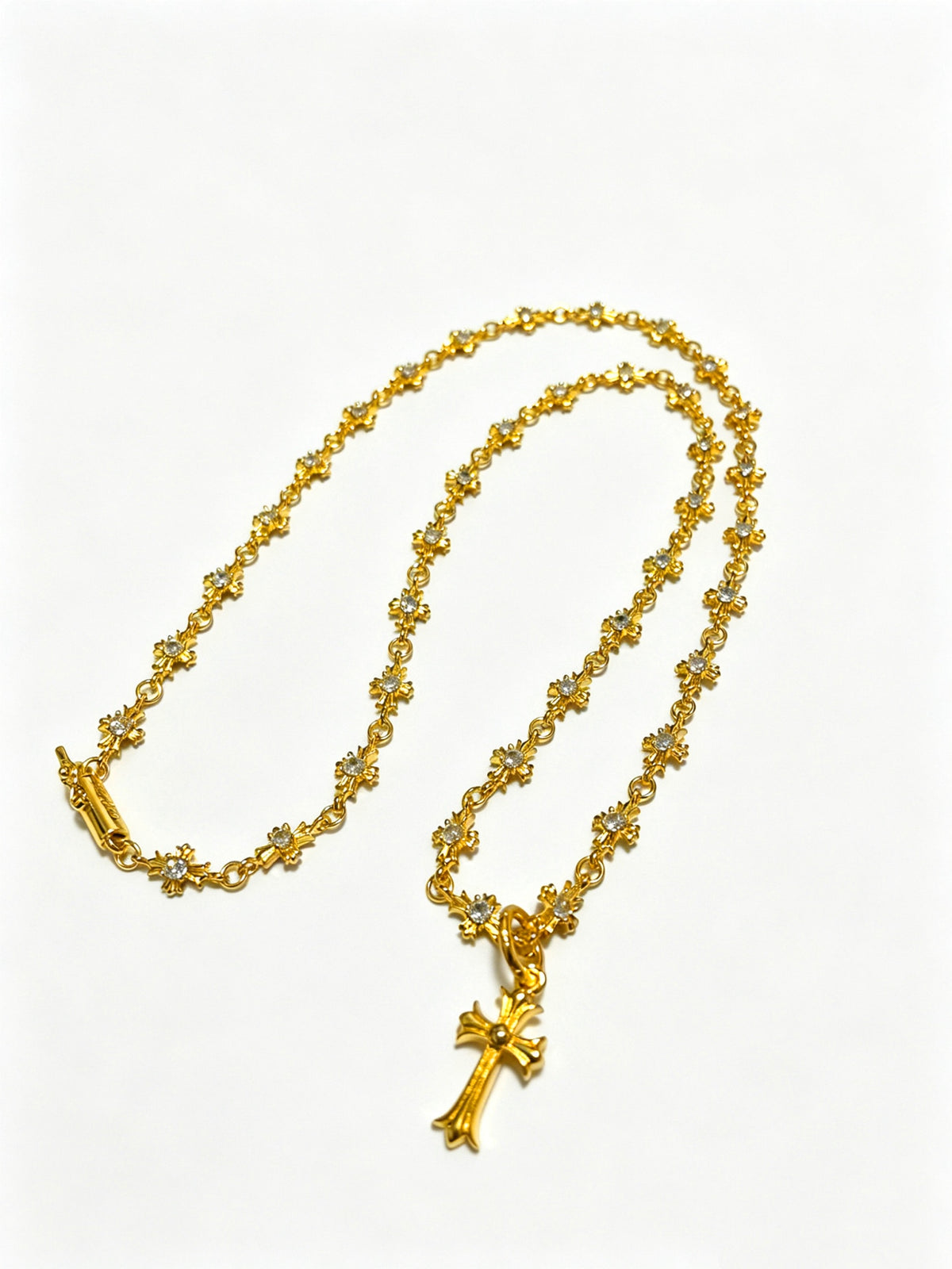 Cross Pendant Necklace in Antique Silver-Tone – Design 08 front product view