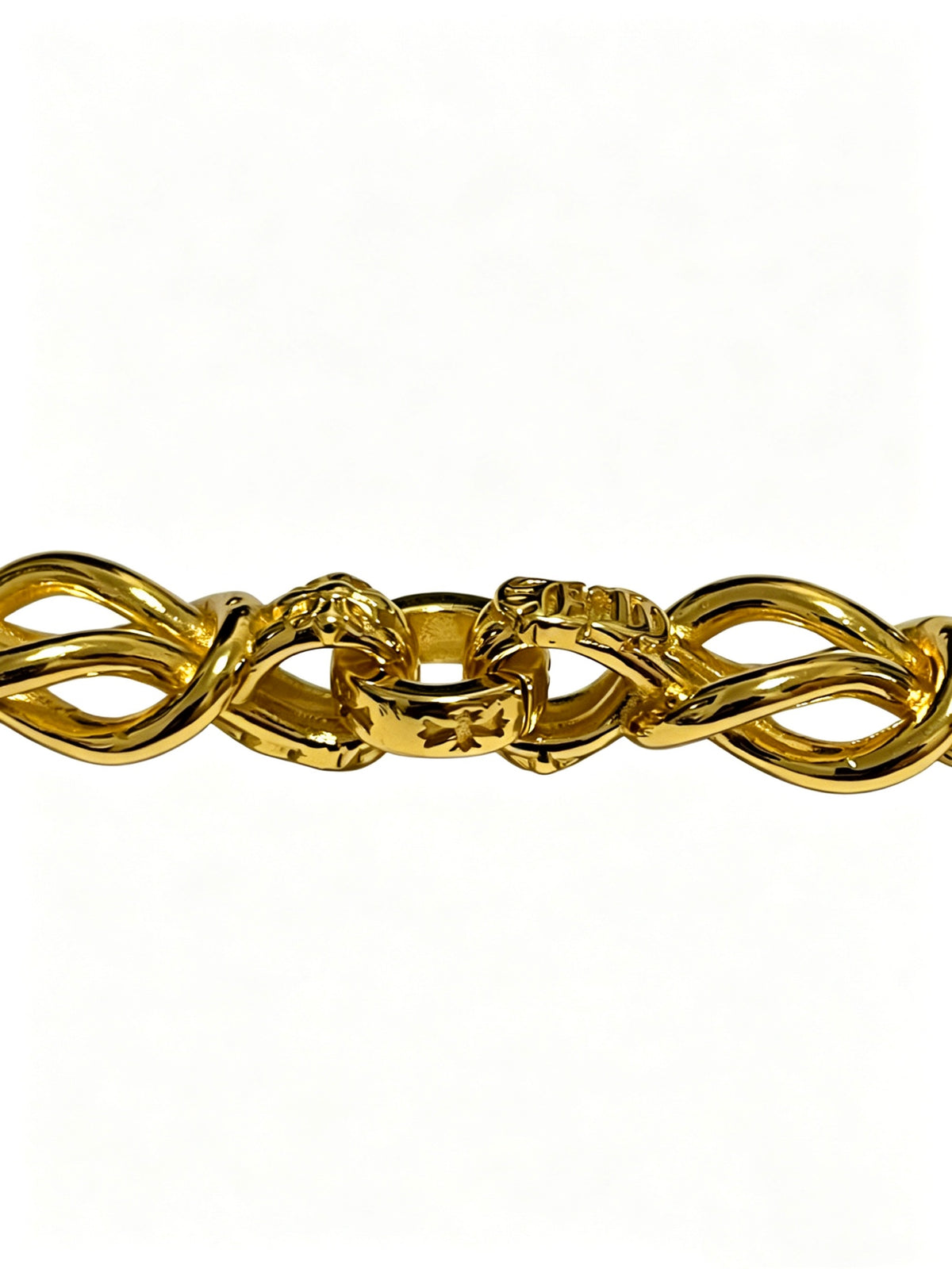 Signature Emblem Bracelet in Polished Metal-Tone – Design 017 side detail