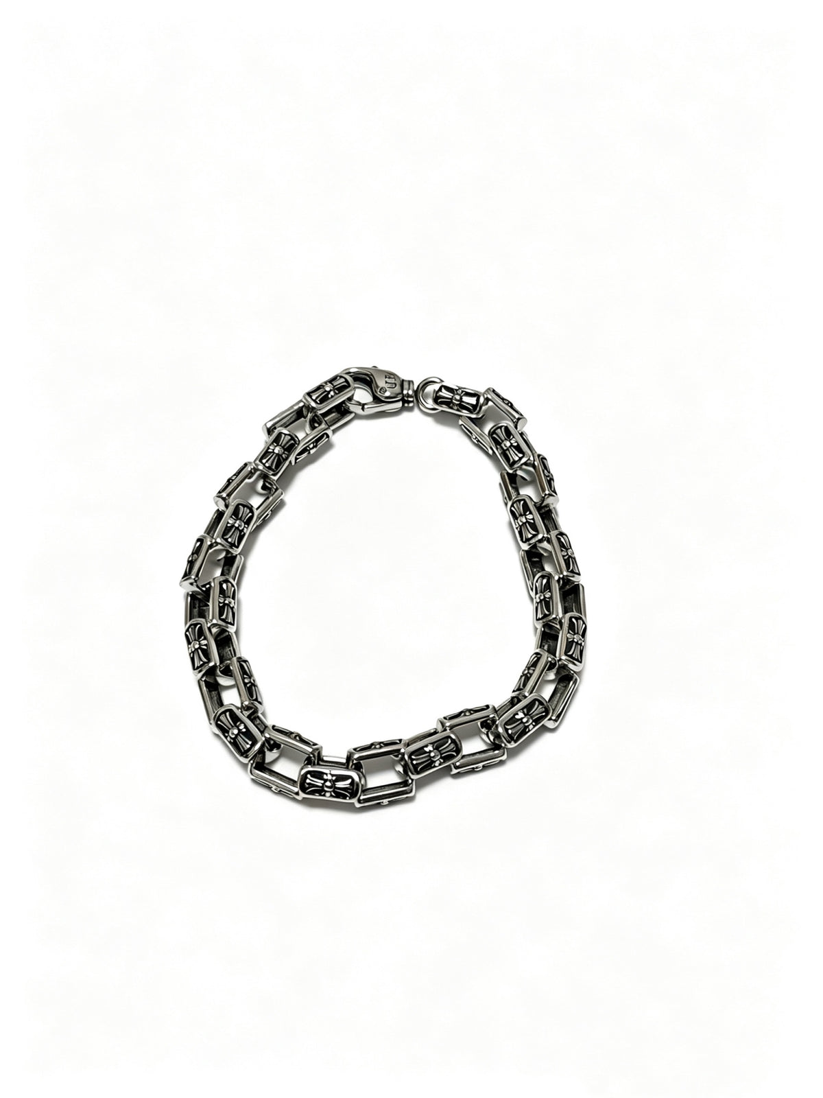 Cross Cuban-Link Bracelet in Antique Silver-Tone – Cuban Link – Design 12 main product view