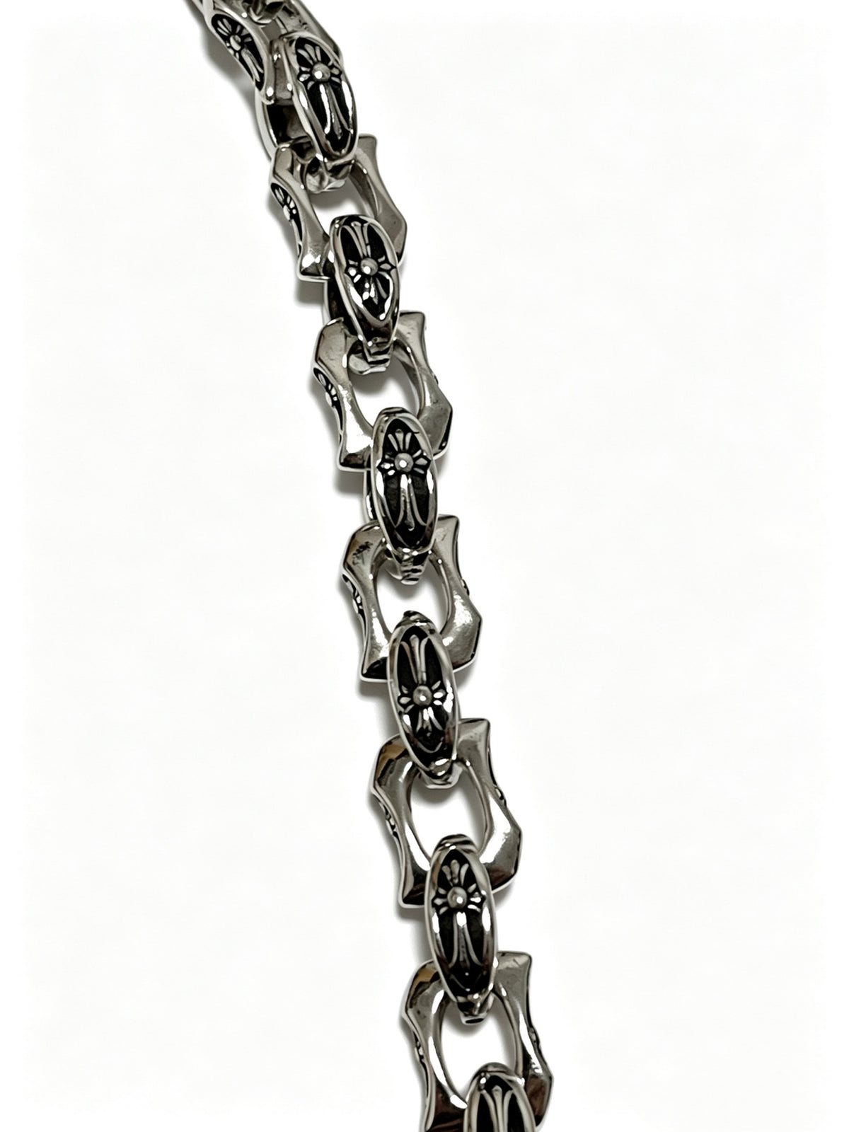 Cross Cuban-Link Bracelet in Antique Silver-Tone – Cuban Link – Design 11 styled product view