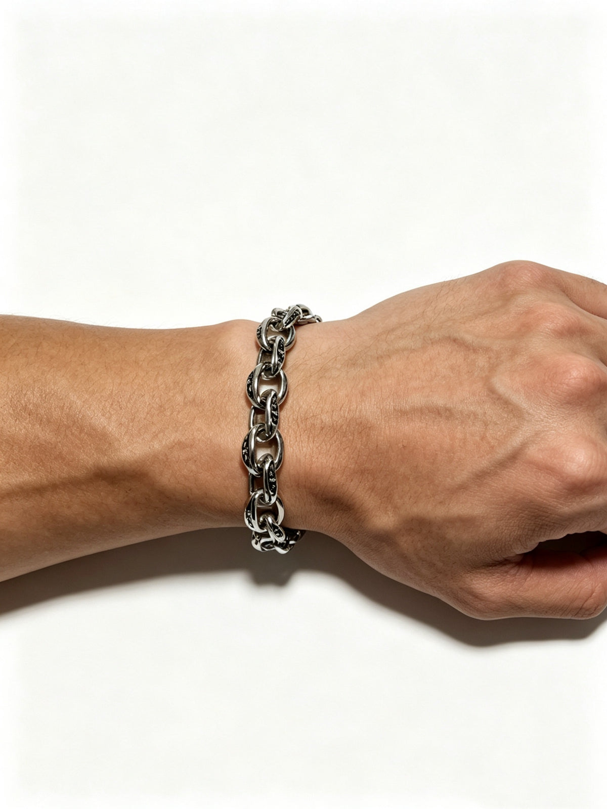 Signature Emblem Bracelet in Polished Metal-Tone – Design 015 front product view