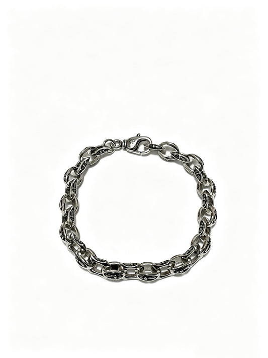 Cross Cuban-Link Bracelet in Antique Silver-Tone – Cuban Link – Design 11 main product view