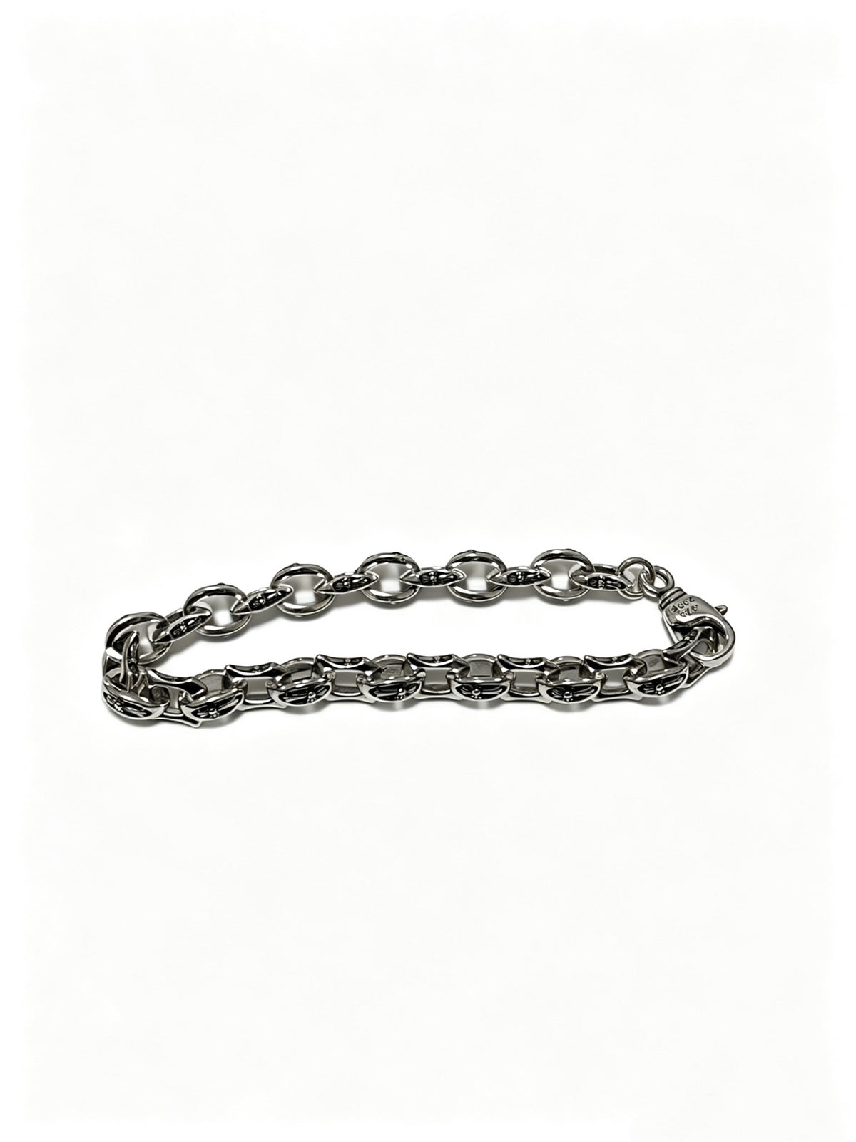 Cross Cuban-Link Bracelet in Antique Silver-Tone – Cuban Link – Design 11 detail view