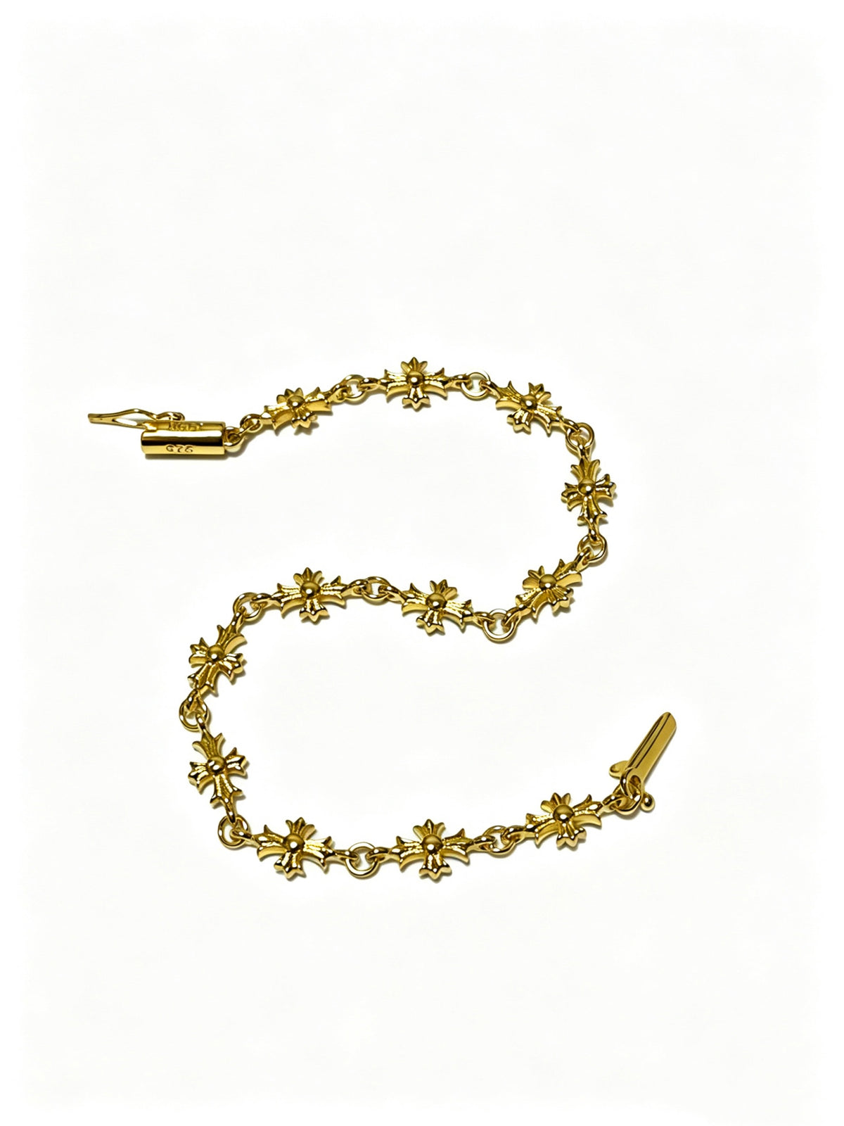 Signature Emblem Bracelet in Polished Metal-Tone – Design 014 detail view