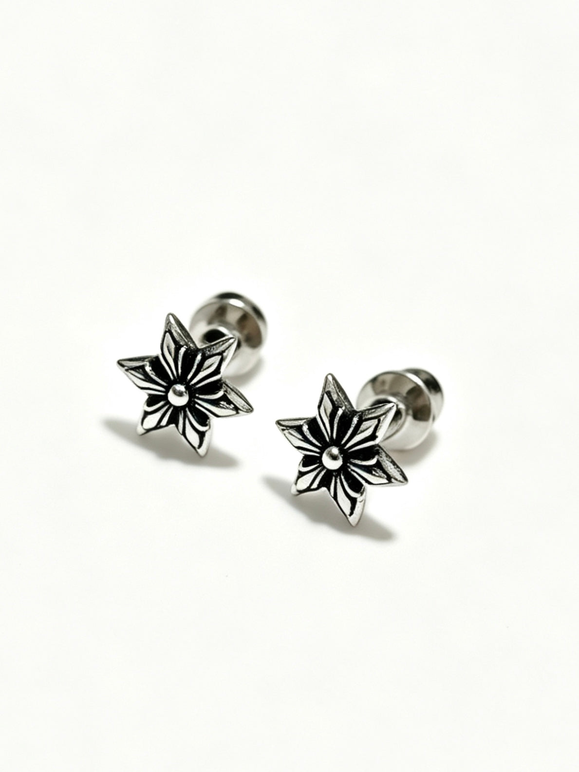 Signature Emblem Statement Earrings in Polished Metal-Tone – Design 014 close-up detail