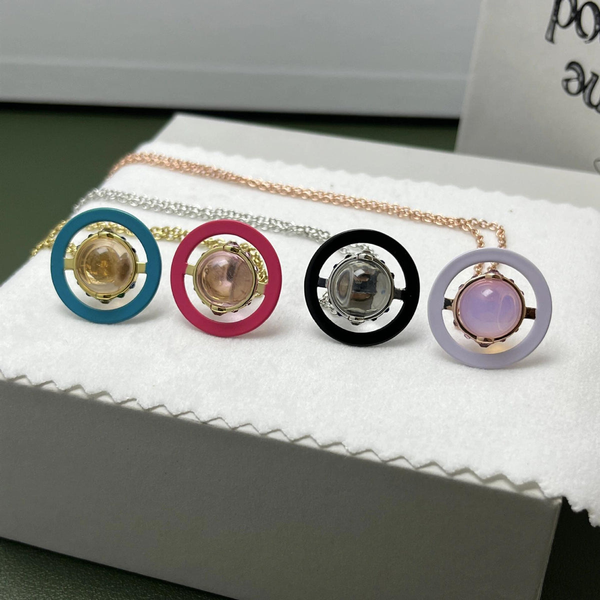 Orb Pendant Necklace in Polished Metal-Tone – Design 028 detail view