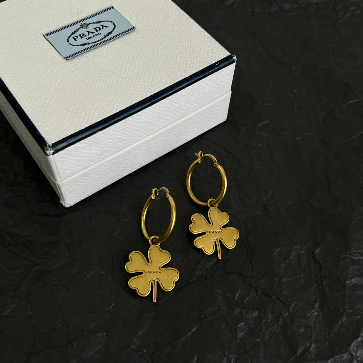 Signature Emblem Statement Earrings in Polished Metal-Tone – Vintage main product view