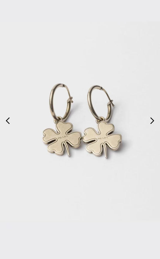 Signature Emblem Statement Earrings in Polished Metal-Tone – Vintage – Design 02 main product view
