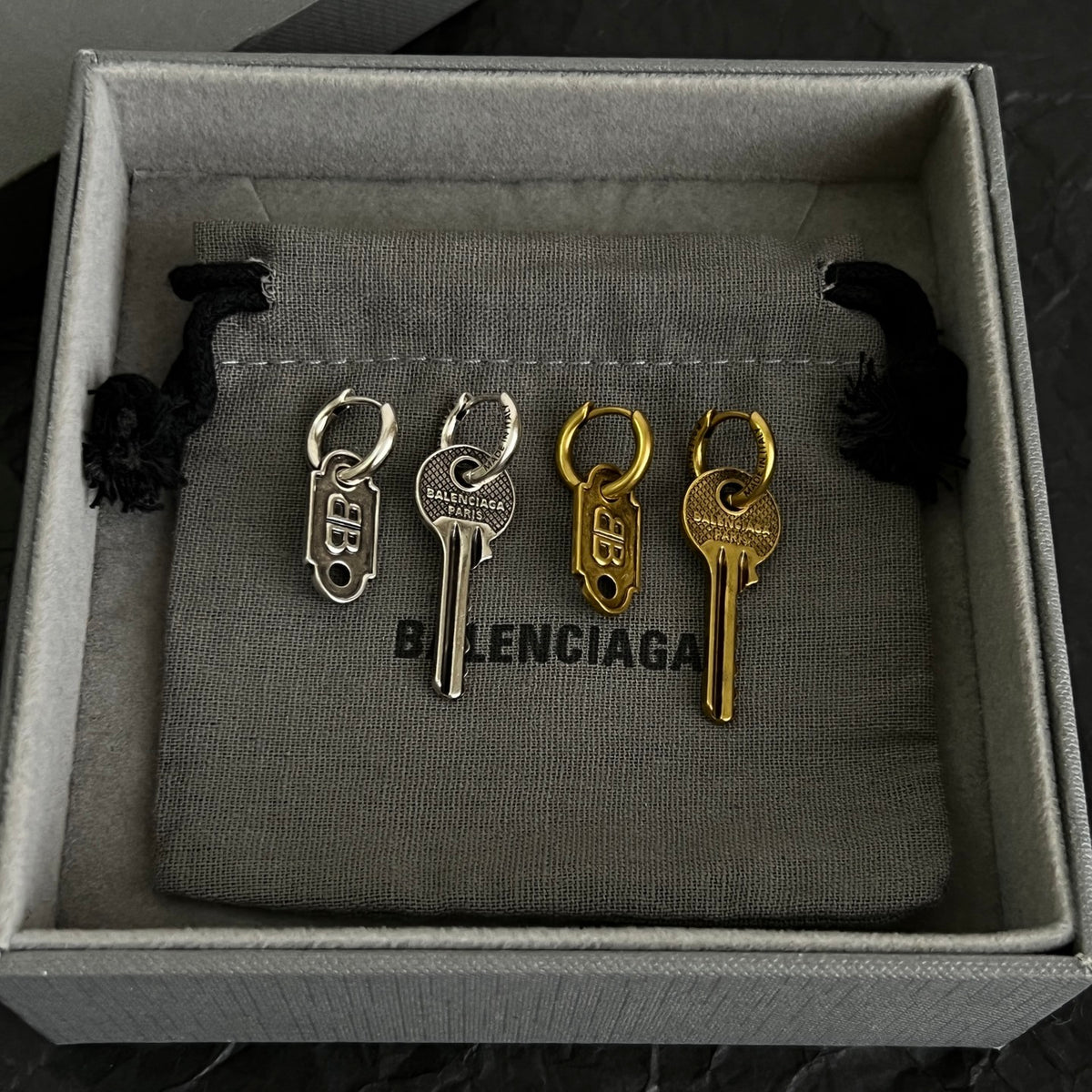Ring Motif Statement Earrings in Polished Metal-Tone – Design 001 front product view