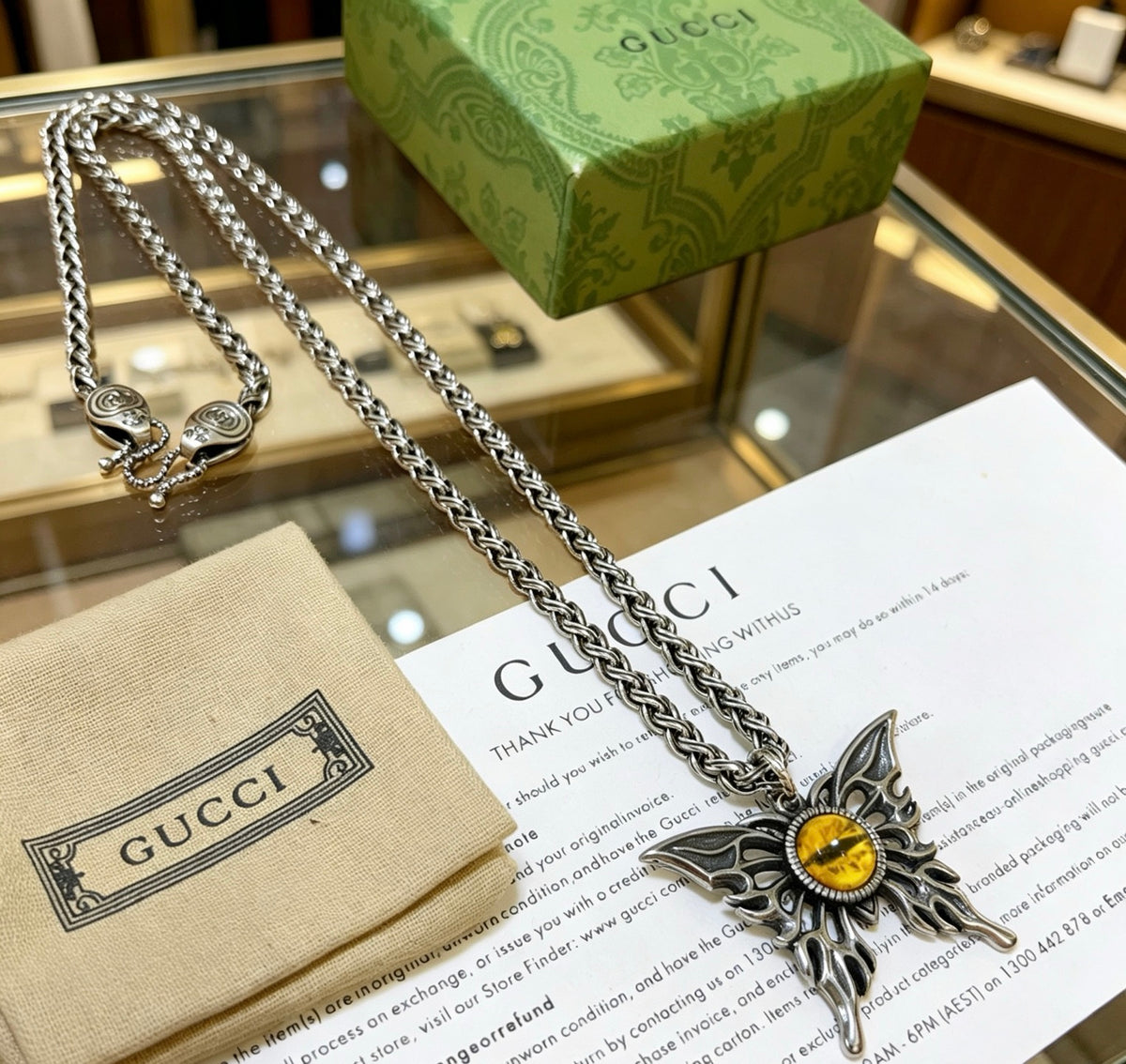 Double-G Emblem Pendant Necklace in Polished Metal-Tone – Design 053 main product view