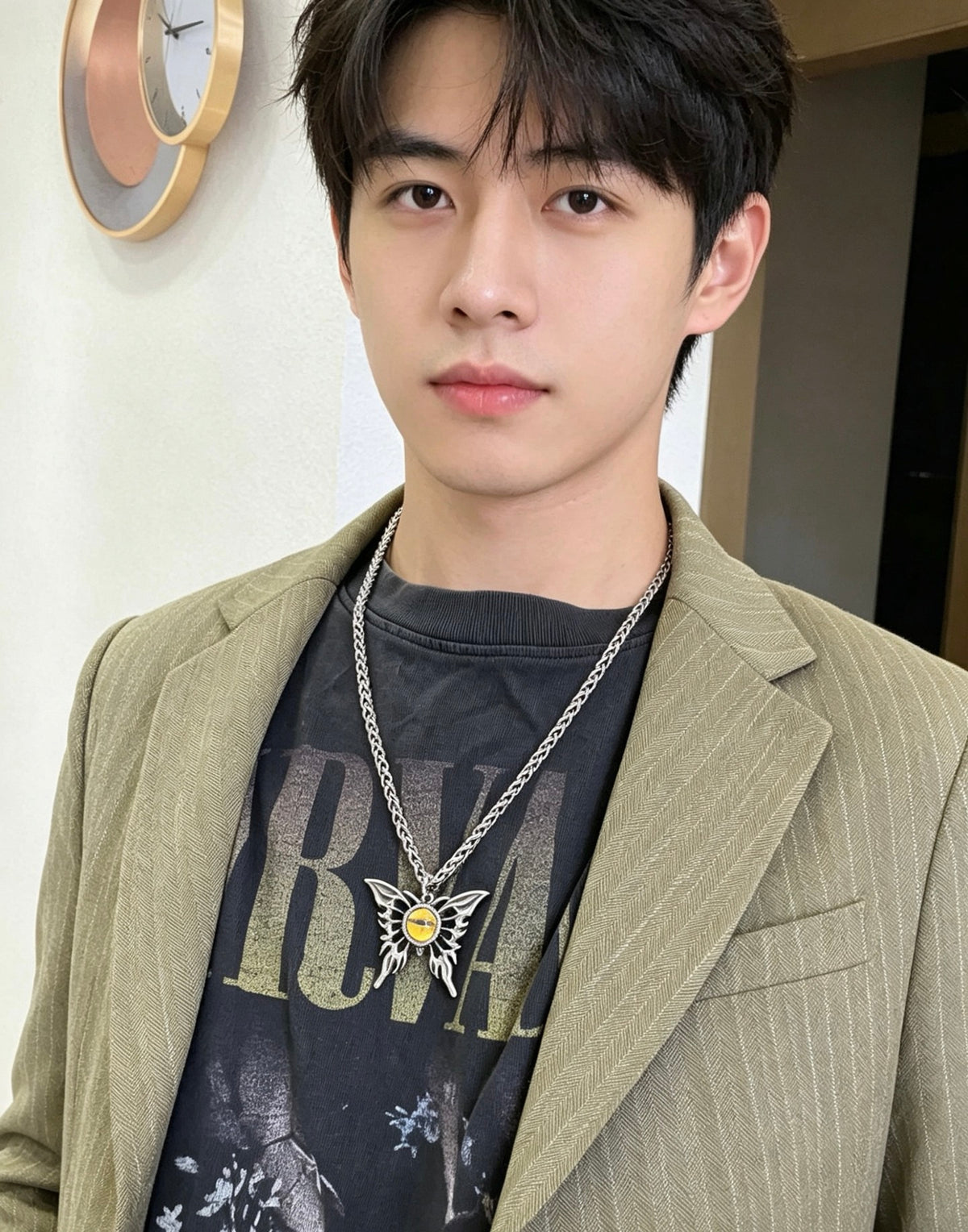 Double-G Emblem Pendant Necklace in Polished Metal-Tone – Design 041 styled product view