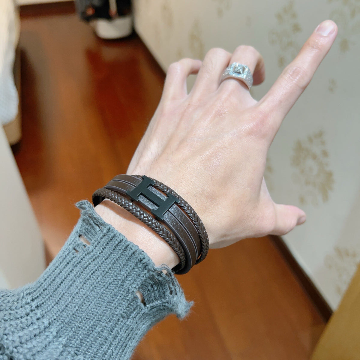 Horse Bangle in Polished Metal-Tone – Design 004 main product view