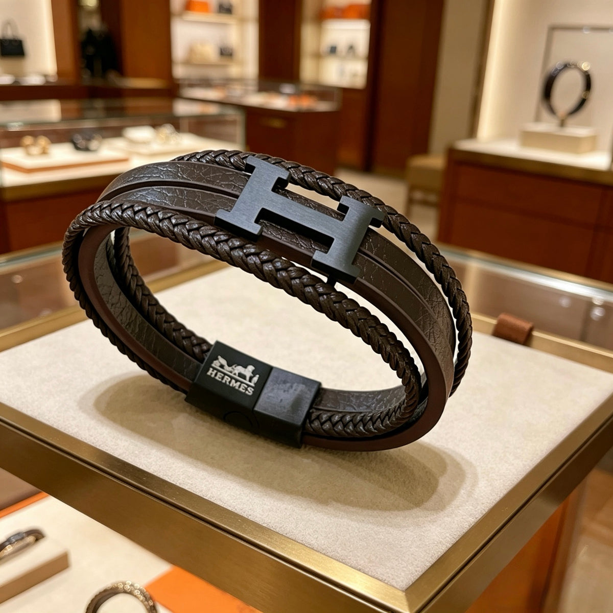 Horse Bangle in Polished Metal-Tone – Design 001 front product view