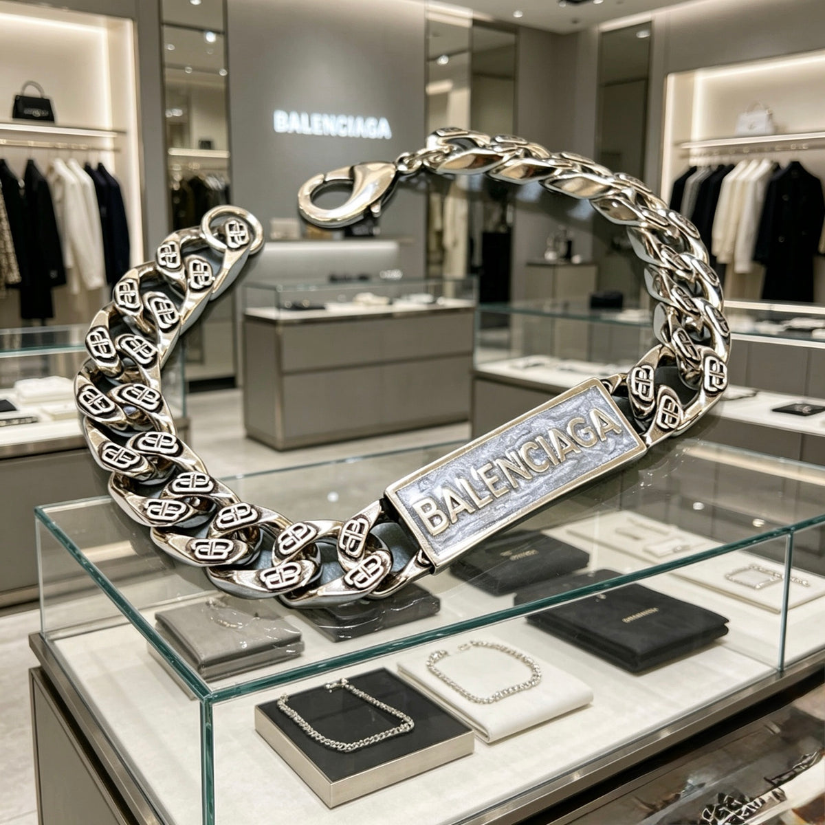 Geometric Emblem Bracelet in Polished Metal-Tone – Design 026 main product view