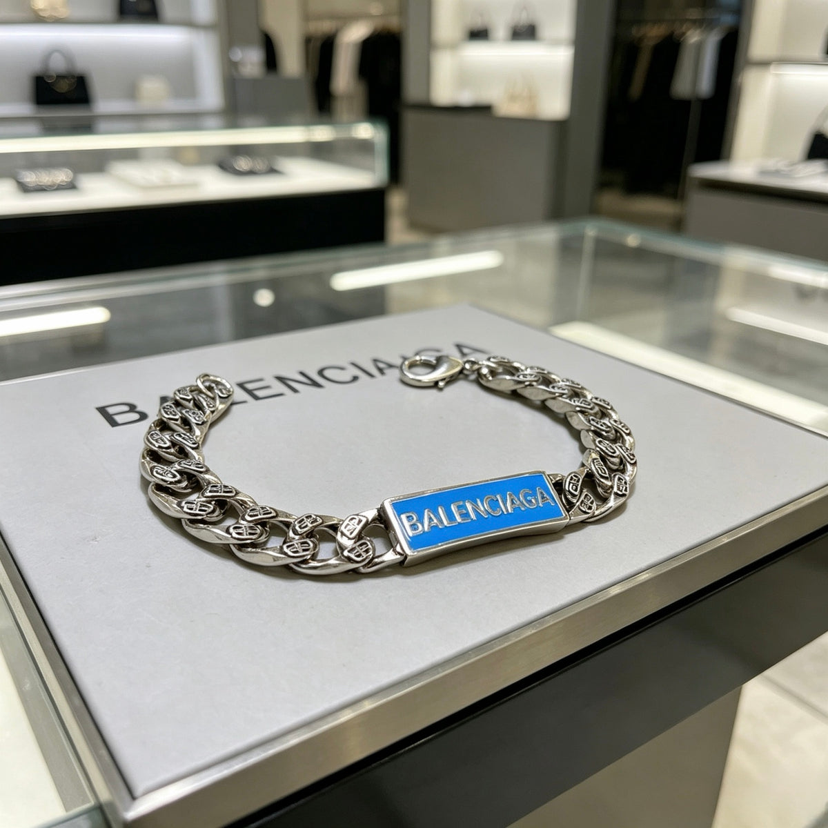 Geometric Emblem Bracelet in Polished Metal-Tone – Design 031 front product view