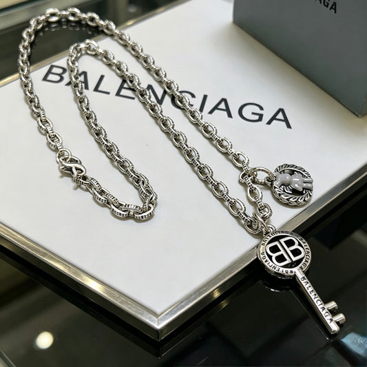 Geometric Emblem Pendant Necklace in Polished Metal-Tone – Vintage Detail – Design 041 main product view