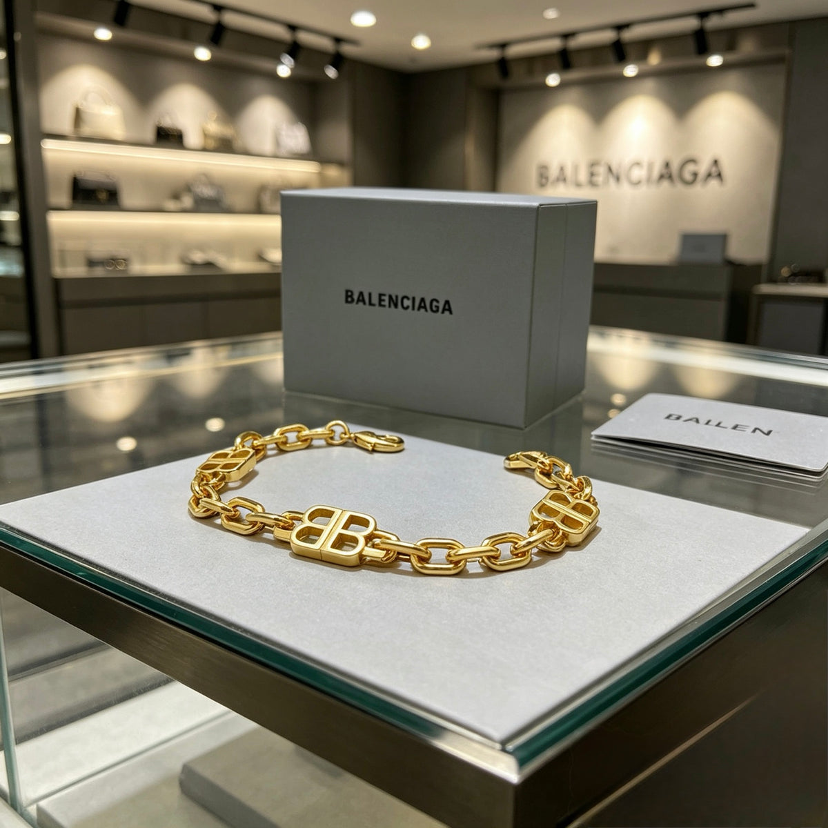 Geometric Emblem Bracelet in Polished Metal-Tone – Design 030 front product view