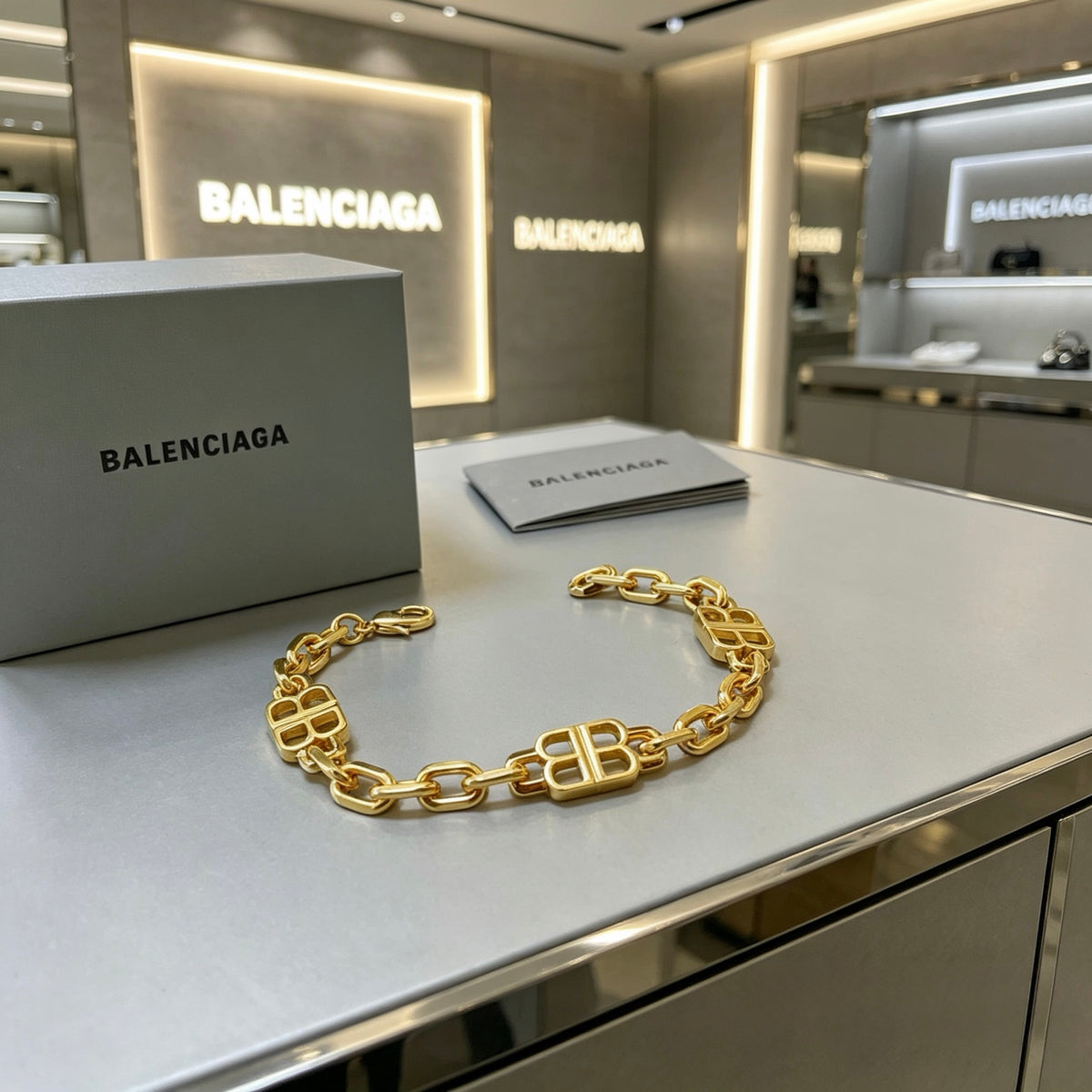 Geometric Emblem Bracelet in Polished Metal-Tone – Design 030 styled product view