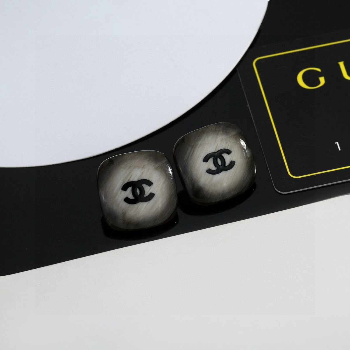 Signature Emblem Stud Earrings in Polished Metal-Tone – Design 014 styled product view