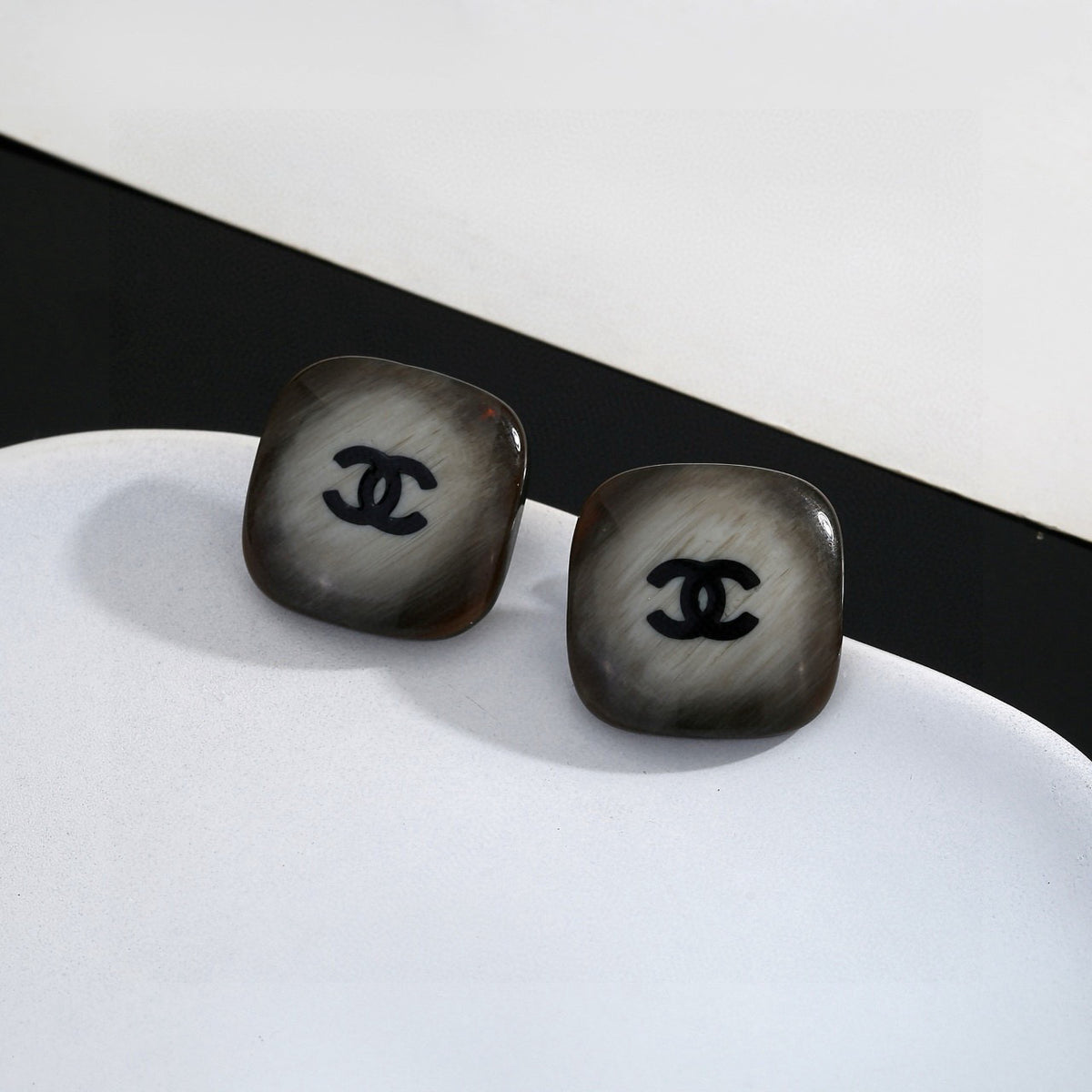 Signature Emblem Stud Earrings in Polished Metal-Tone – Design 016 main product view