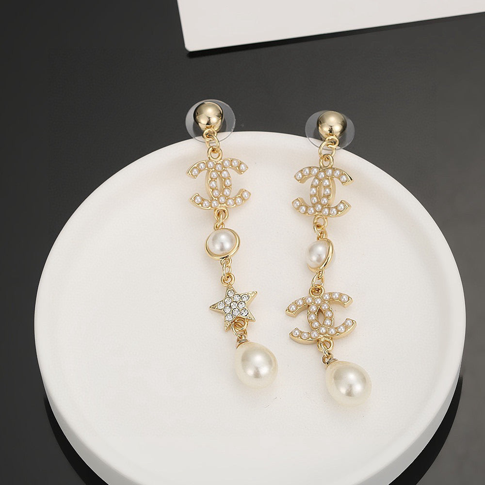 Signature Emblem Stud Earrings in Silver-Tone – Design 009 styled product view
