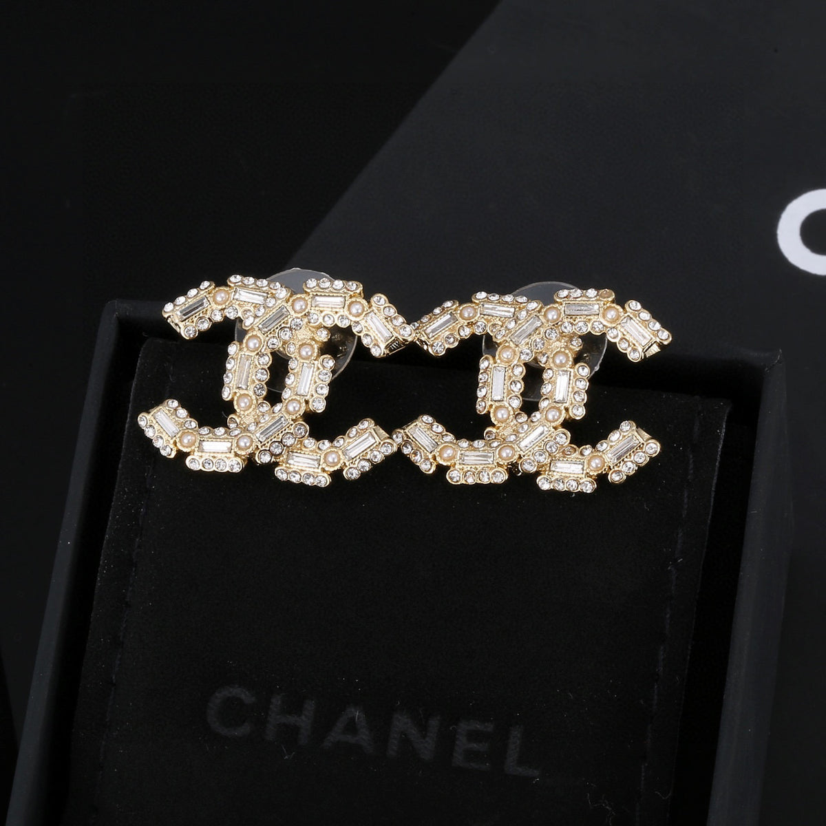 Signature Emblem Stud Earrings in Silver-Tone – Design 005 main product view