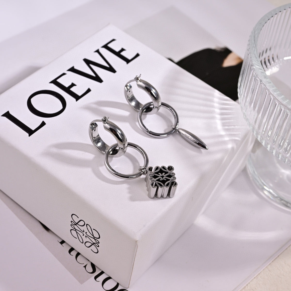 Elephant Motif Earrings in Polished Metal-Tone side detail