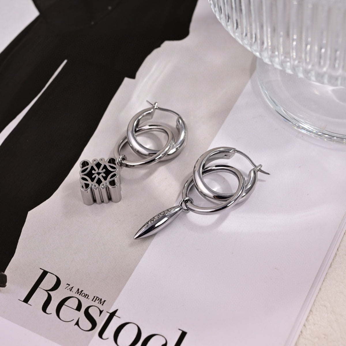 Elephant Motif Earrings in Polished Metal-Tone front view