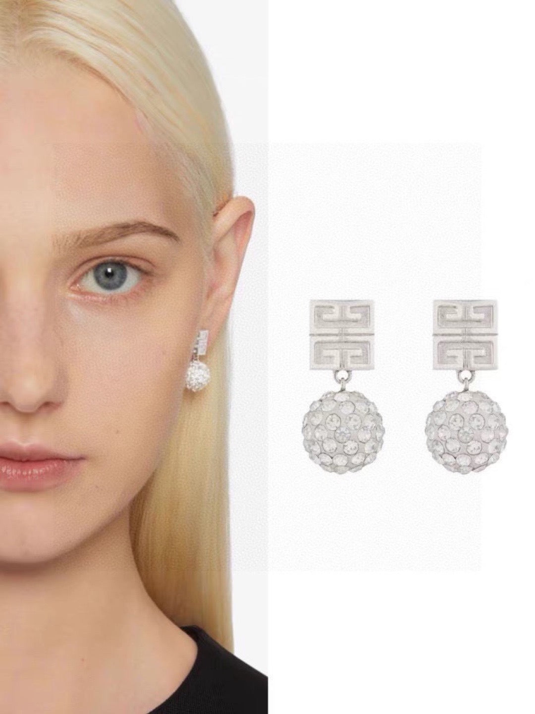Signature Emblem Crystal-Accent Stud Earrings – Design 002 front product view