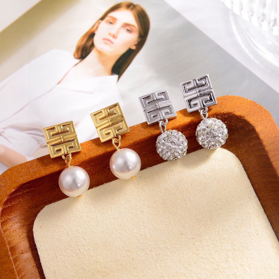 Signature Emblem Crystal-Accent Stud Earrings – Design 002 main product view