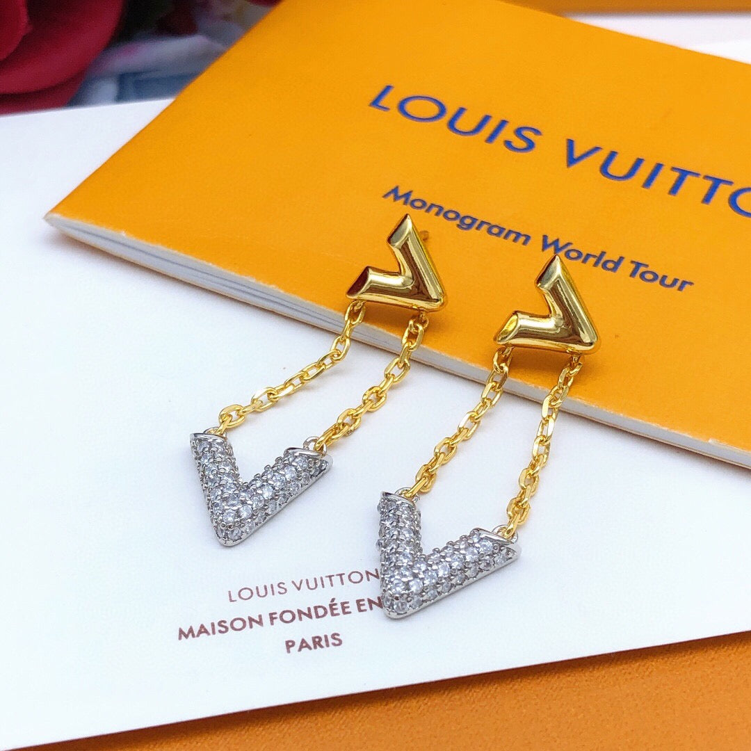 Geometric Emblem Stud Earrings in Gold-Tone – Design 007 front product view