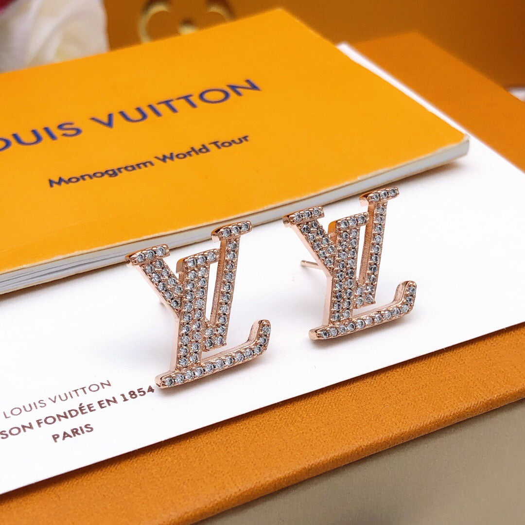 Letter Emblem Stud Earrings in Silver-Tone – Silver Detail side detail
