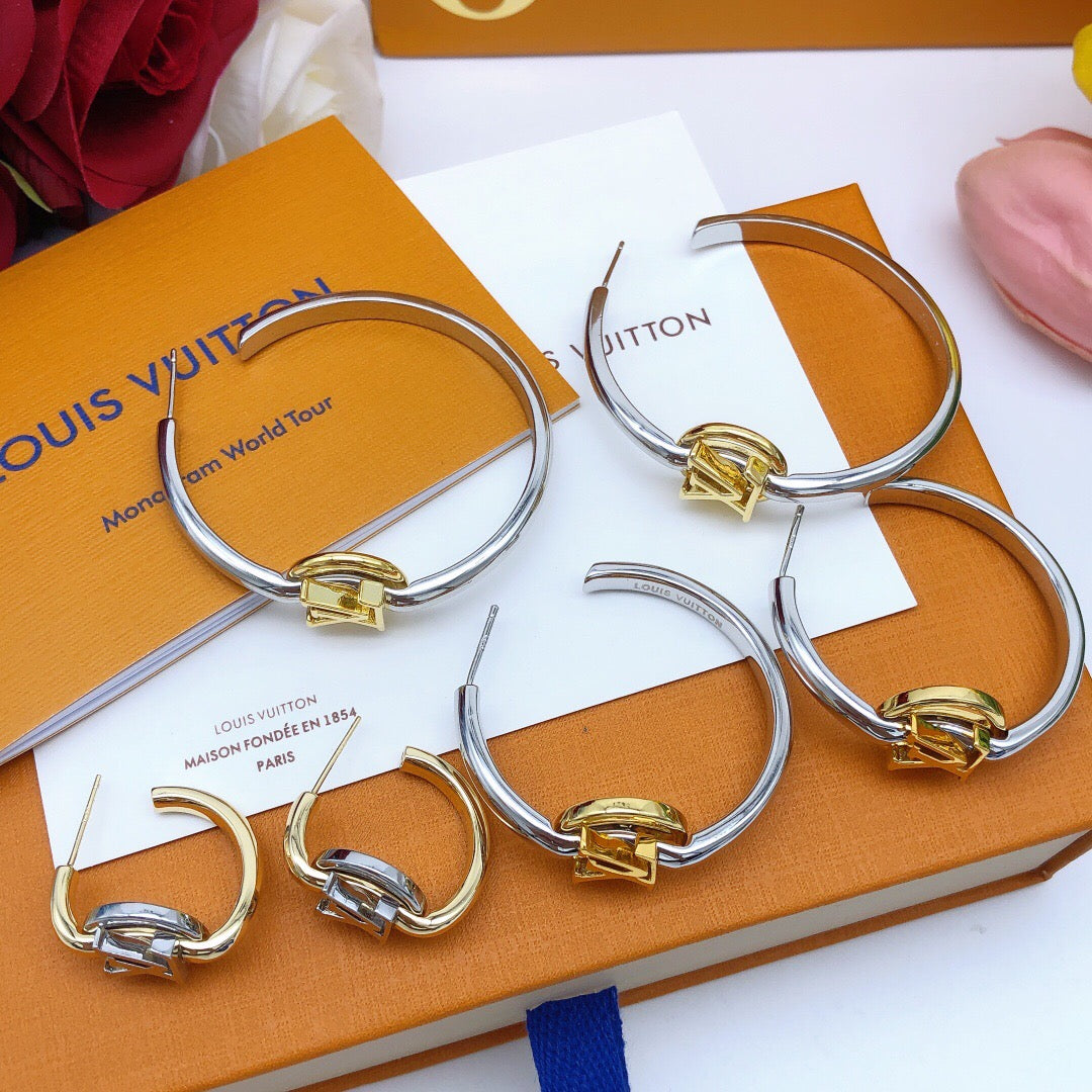 Geometric Emblem Statement Earrings in Silver-Tone – Silver Detail side detail