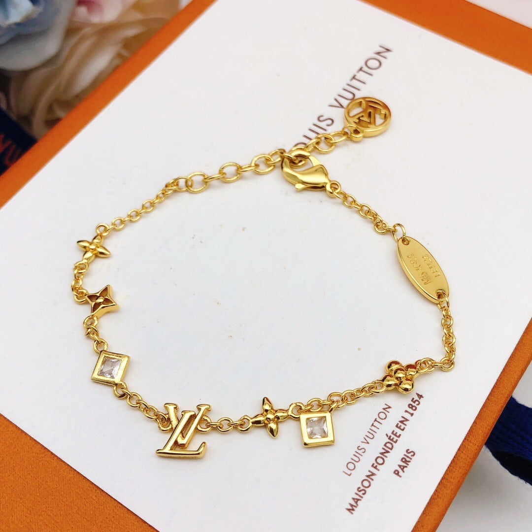 Geometric Emblem Bracelet in Gold-Tone – Design 015 front product view