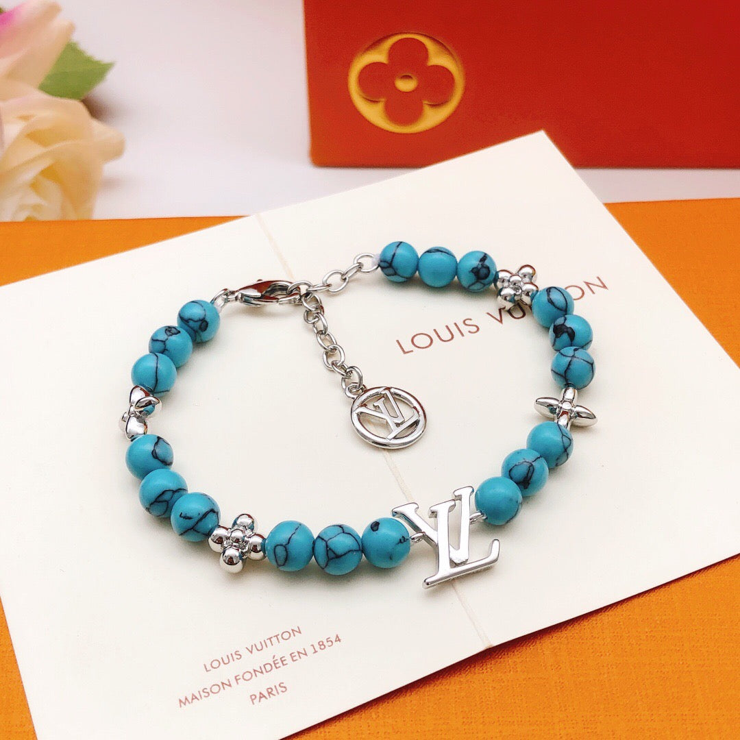 Geometric Emblem Bracelet in Gold-Tone – Blue Detail – Design 004 detail view