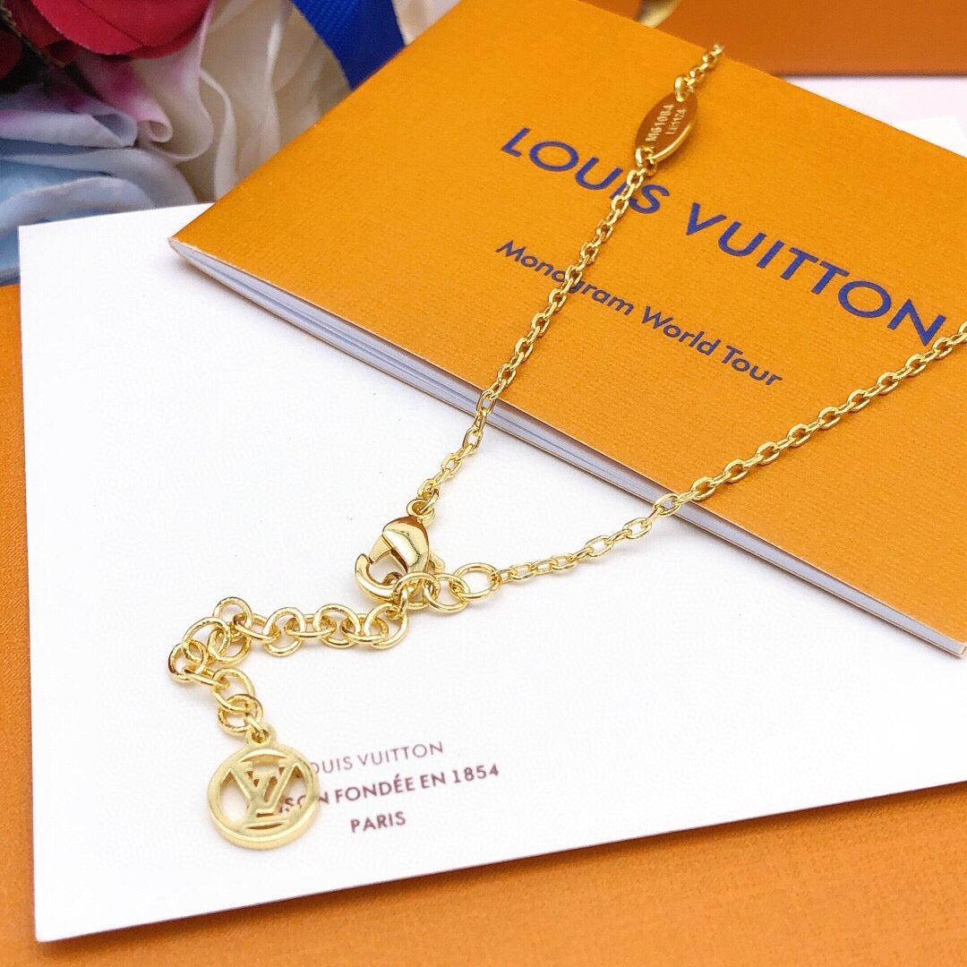 Geometric Emblem Pendant Necklace in Gold-Tone – Design 015 styled product view