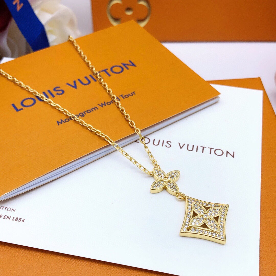 Geometric Emblem Pendant Necklace in Gold-Tone – Design 015 main product view