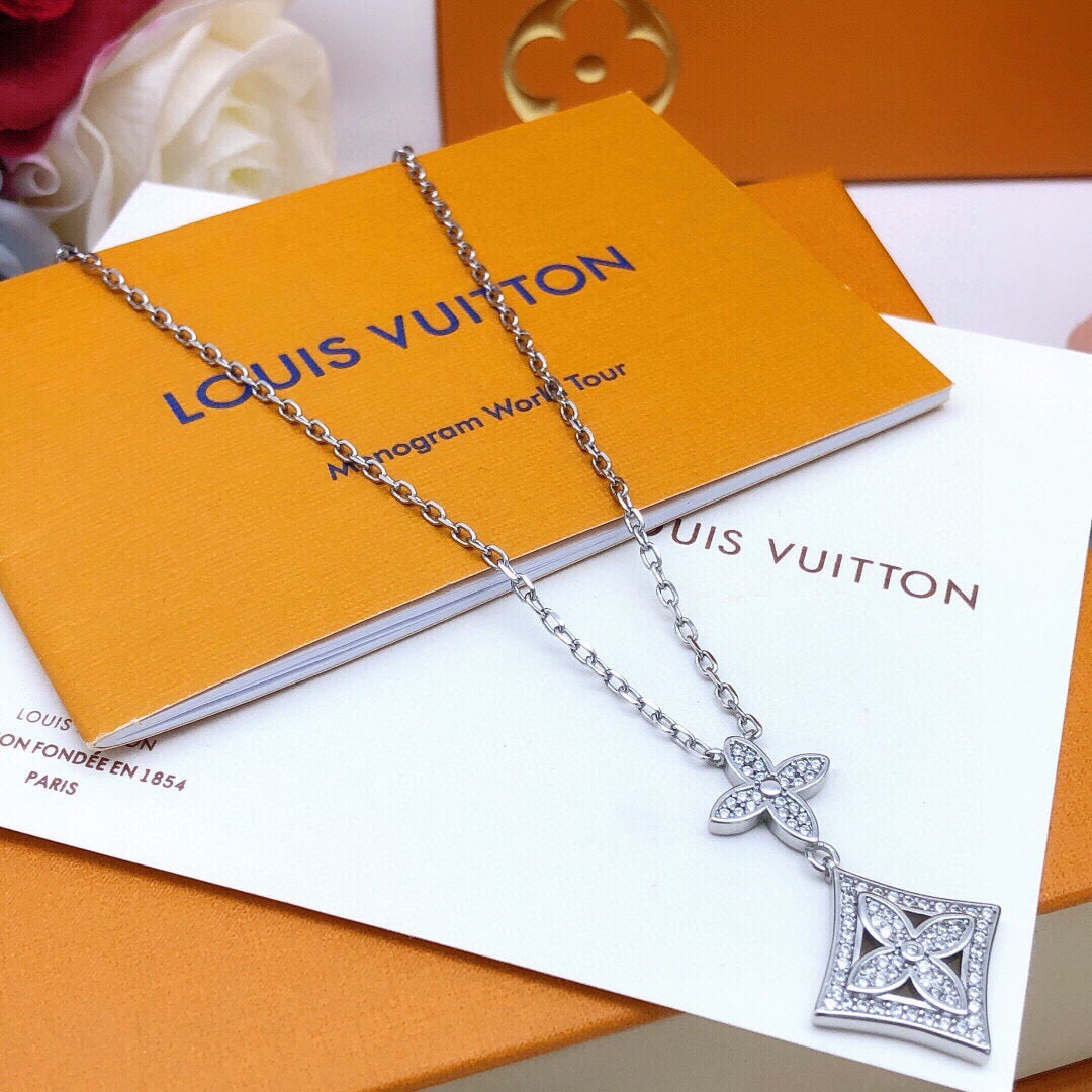 Geometric Emblem Pendant Necklace in Silver-Tone – Silver Detail – Design 003 front product view