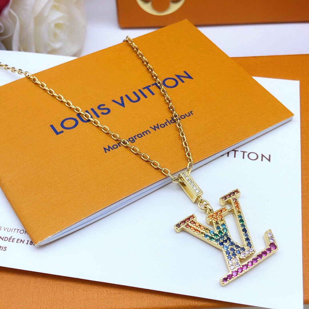 Geometric Emblem Pendant Necklace in Gold-Tone – Design 014 detail view