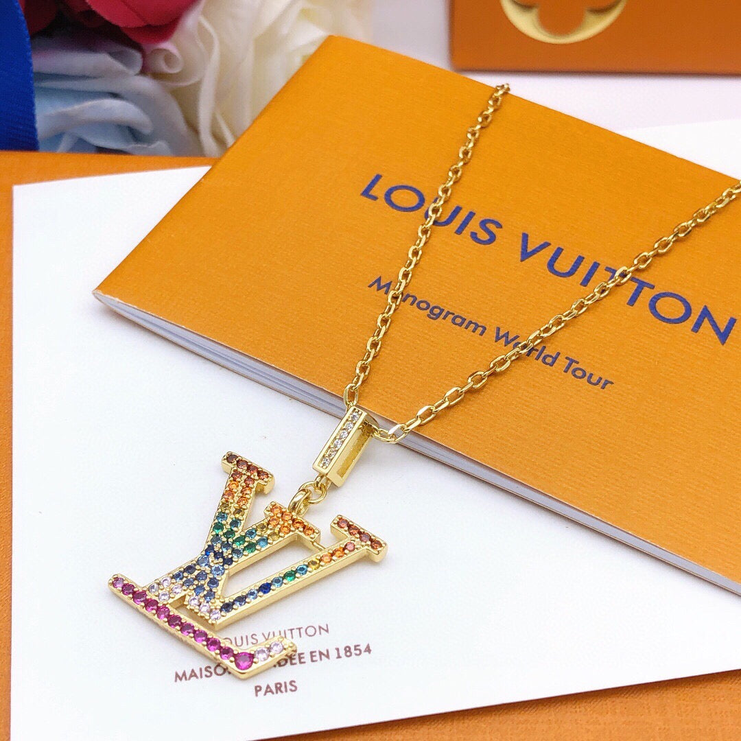 Geometric Emblem Pendant Necklace in Gold-Tone – Design 014 main product view