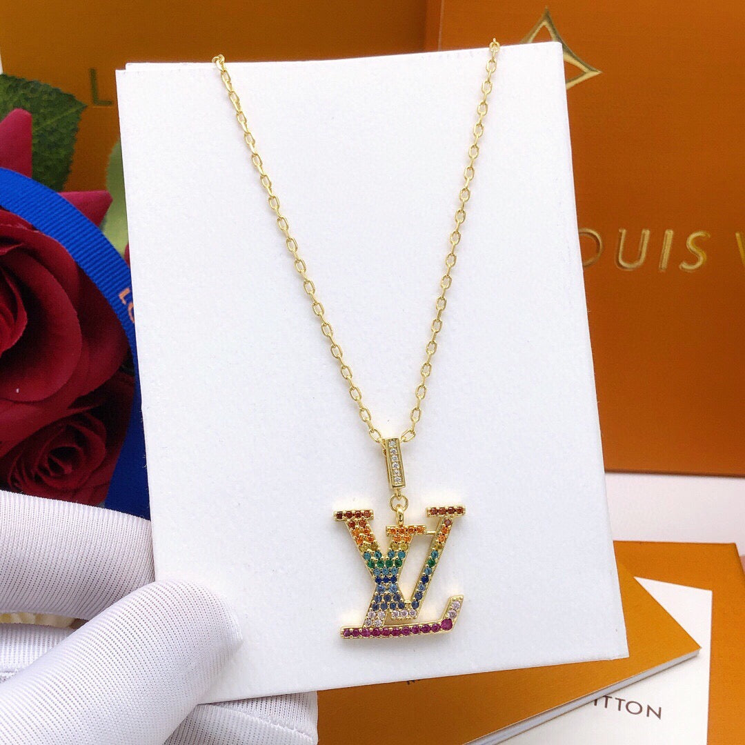 Geometric Emblem Pendant Necklace in Gold-Tone – Design 014 side detail