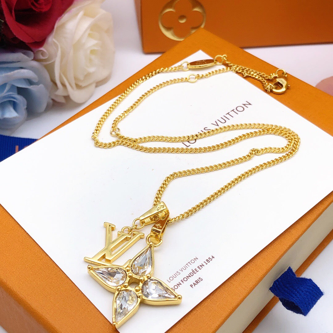 Geometric Emblem Pendant Necklace in Gold-Tone – Design 013 detail view