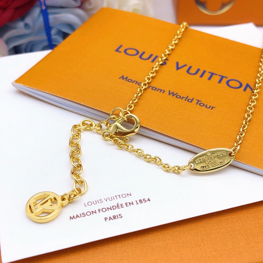 Geometric Emblem Pendant Necklace in Gold-Tone – Black Detail main product view