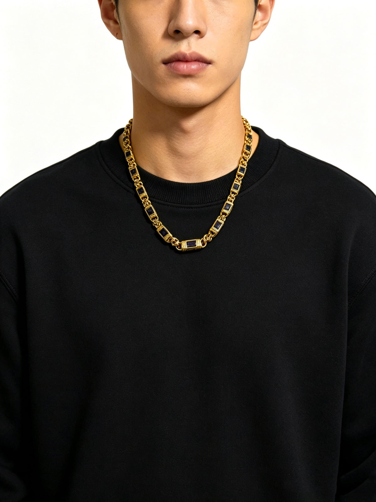 Signature Emblem Pendant Necklace in Polished Metal-Tone – Design 020 detail view