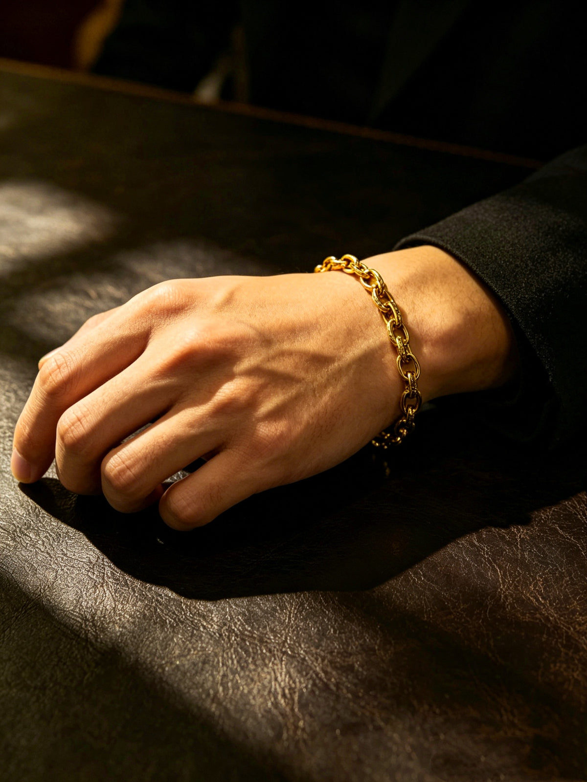 Signature Emblem Bracelet in Polished Metal-Tone – Design 011 front product view