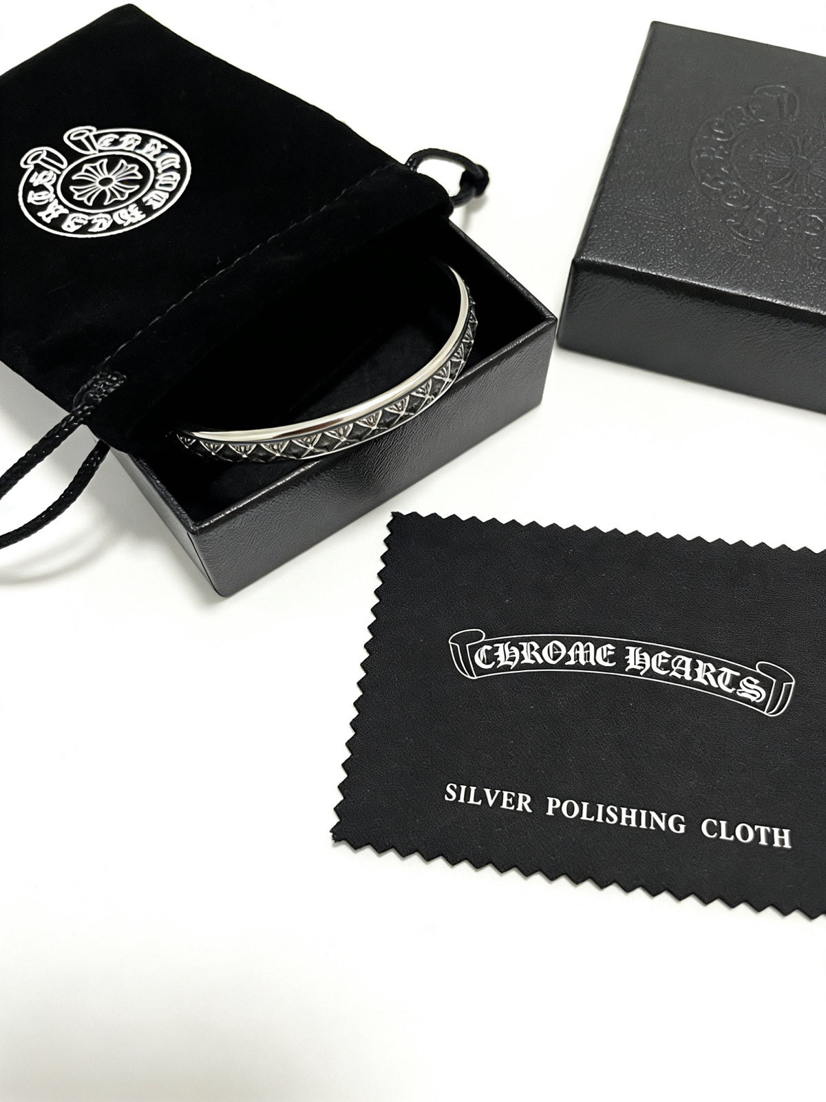 Signature Emblem Bangle in Polished Metal-Tone – Design 008 side detail