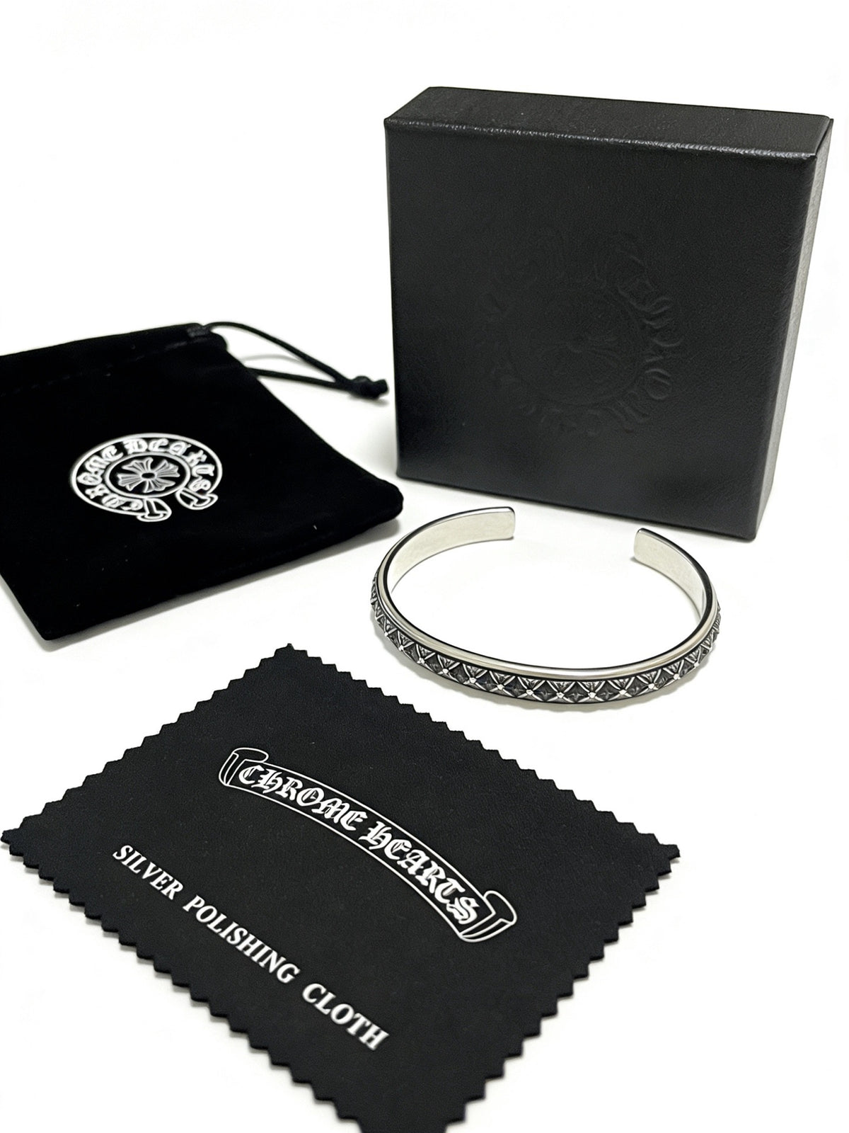 Signature Emblem Bangle in Polished Metal-Tone – Design 008 front product view