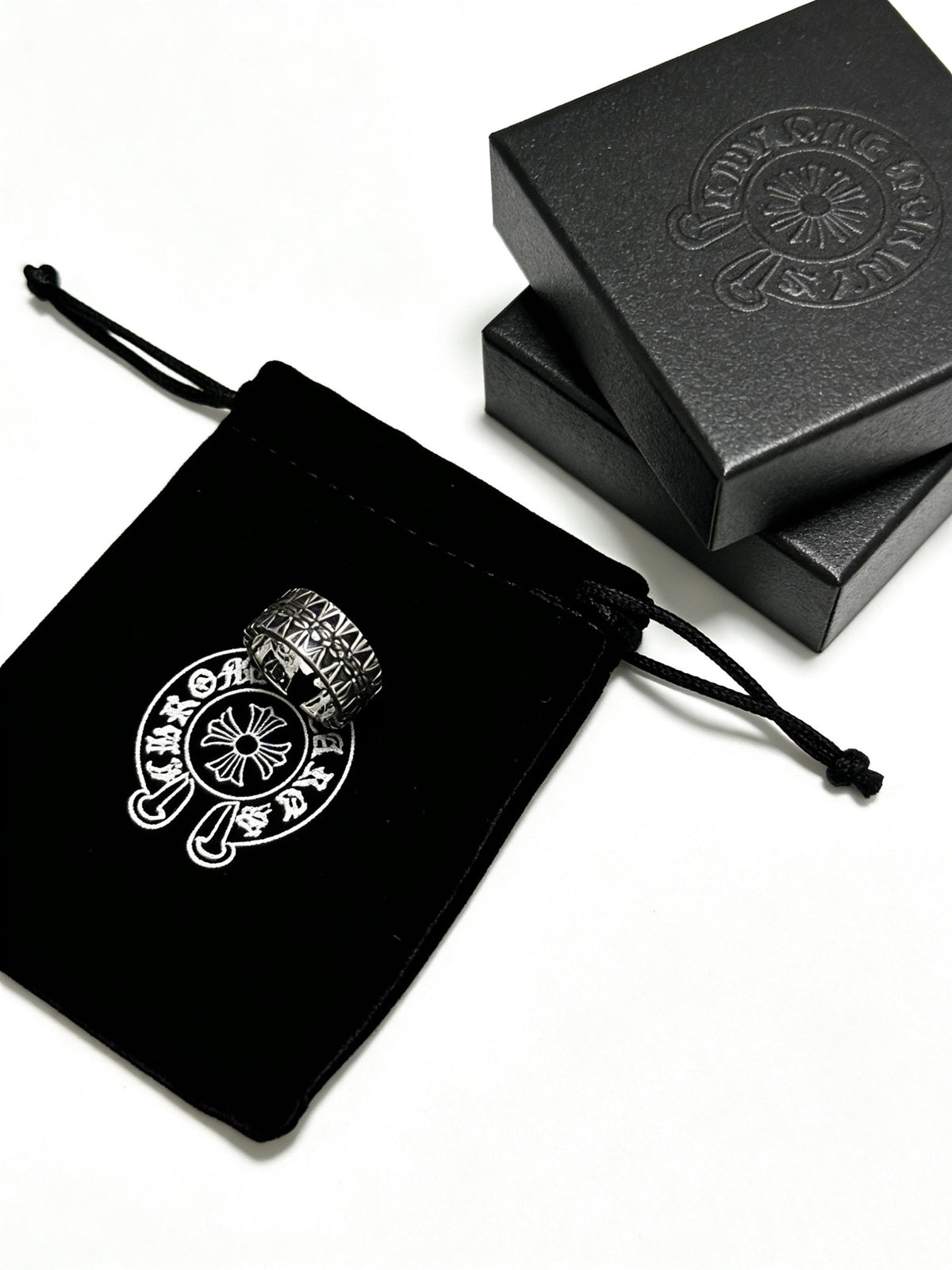 Signature Emblem Statement Ring in Polished Metal-Tone – Design 015 close-up detail
