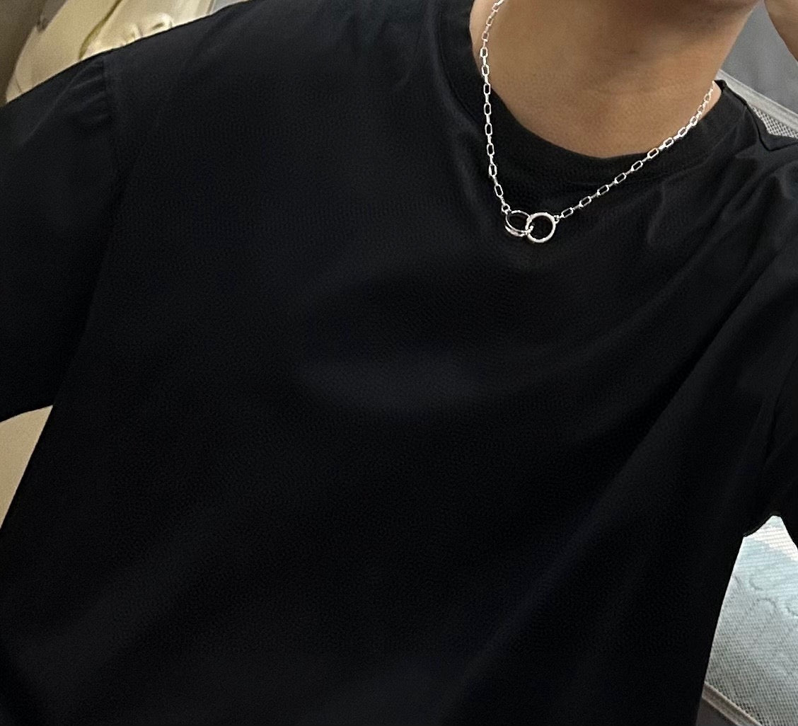 Signature Motif Pendant Necklace in Silver-Tone – Vintage Detail – Design 08 side detail
