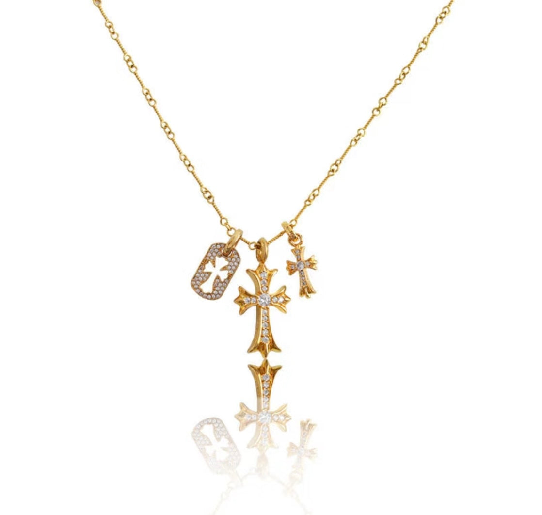 Cross Pendant Necklace in Metal-Tone – Design 01 main product view